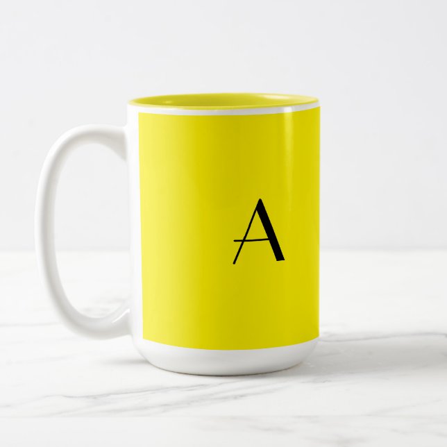 Taza Bicolor Monograma regalo de Guay amarillo brillante inicia (Izquierda)