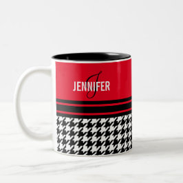 Taza Bicolor Monograma rojo negro con nombre personalizado