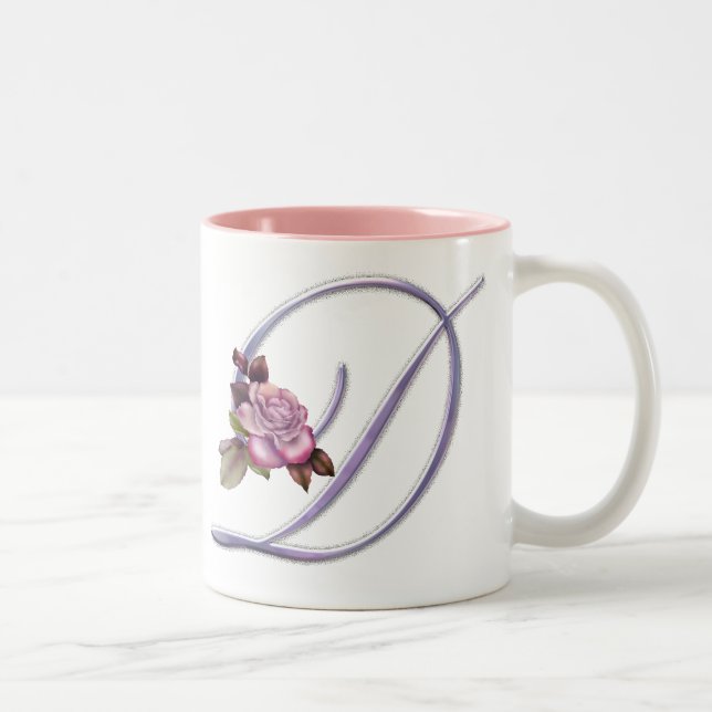 Taza Bicolor Monograma rosado D de los rosas (Derecha)