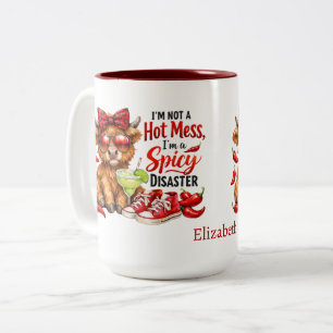 Taza Bicolor Monograma Vaca Highland Hot Mess Divertido Humorís