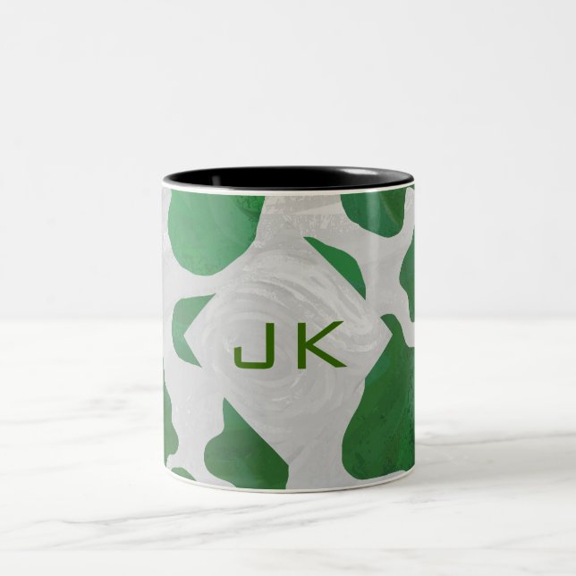 Taza Bicolor Monograma verde y blanco de vaca (Centro)