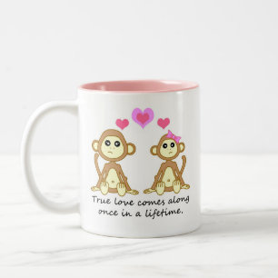 Taza Bicolor Monos lindos - el amor verdadero viene adelante
