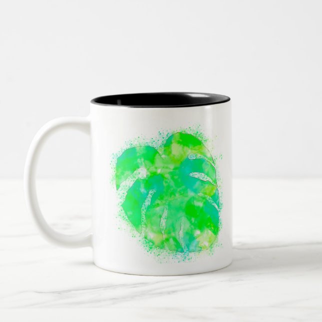 Taza Bicolor Monstera Watercolor (Izquierda)