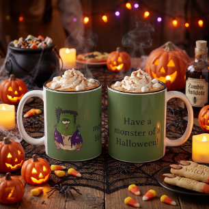 Taza Bicolor Monstruo de Halloween de hámster de Frankenstein d