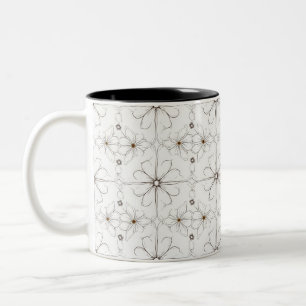 Taza Bicolor Montaje de flor de dibujo de línea moderna