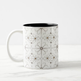 Taza Bicolor Montaje de flor de dibujo de línea moderna