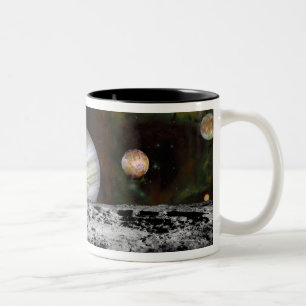 Taza Bicolor Montaje de los planetas y de las lunas de Júpiter