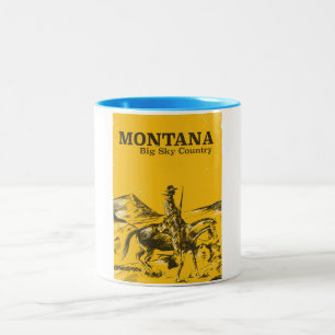 Taza Bicolor Montana Big sky Country cartel de viaje vintage