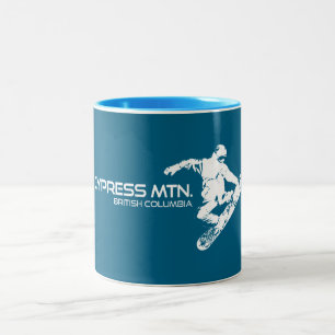 Taza Bicolor Montaña Cypress Columbia Británica Snowboarder