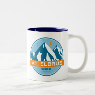 Taza Bicolor Montaña Elbrus Rusia Estrellas Luna
