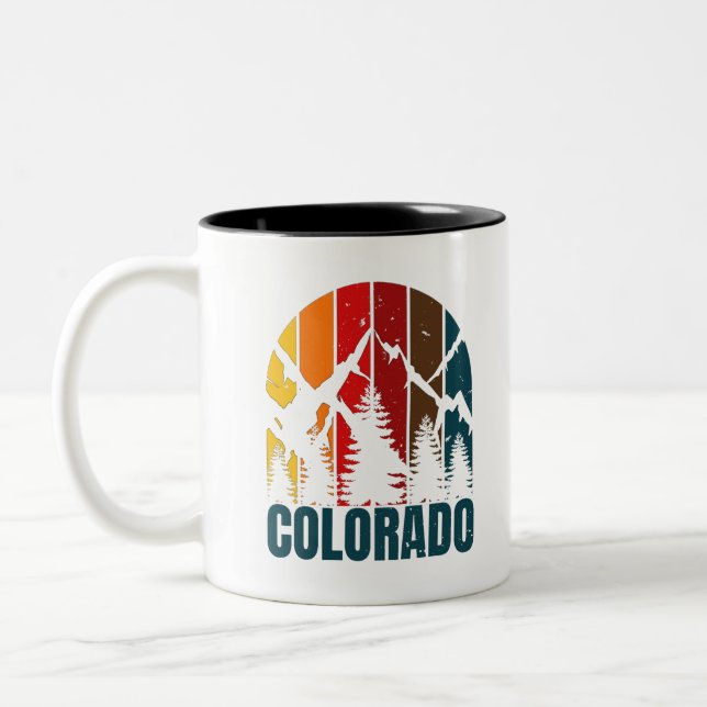 Taza Bicolor Montañas Colorado Retro (Izquierda)