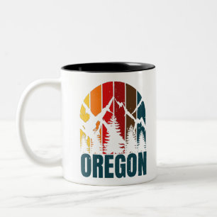 Taza Bicolor Montañas de Oregón Retro Vintage