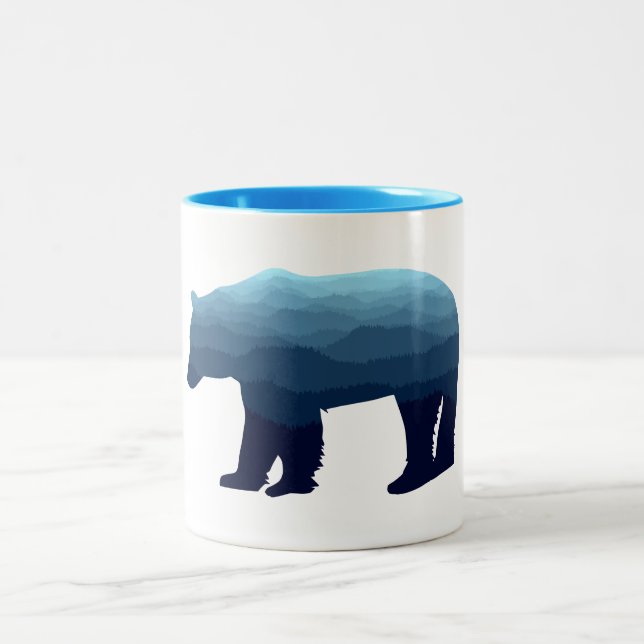 Taza Bicolor Montañas del bosque azul del oso (Centro)