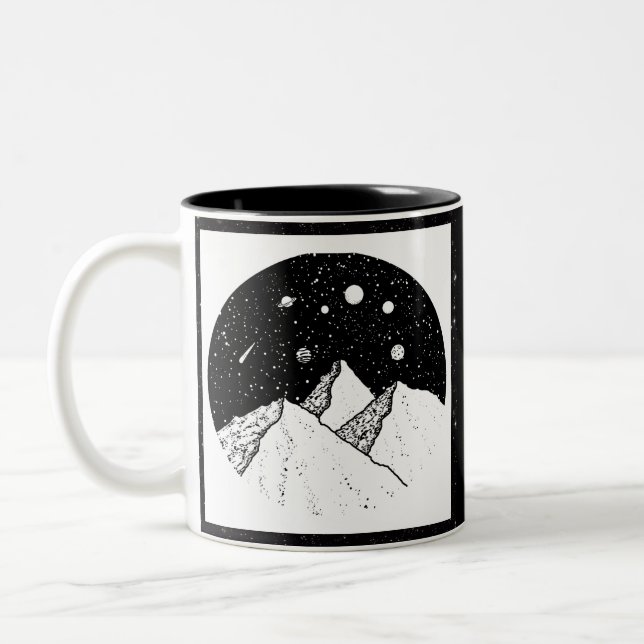 Taza Bicolor Montañas en el espacio café Mug Black (Izquierda)