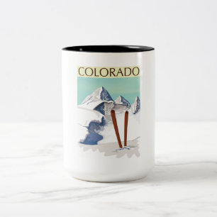 Taza Bicolor Montañas esquiando