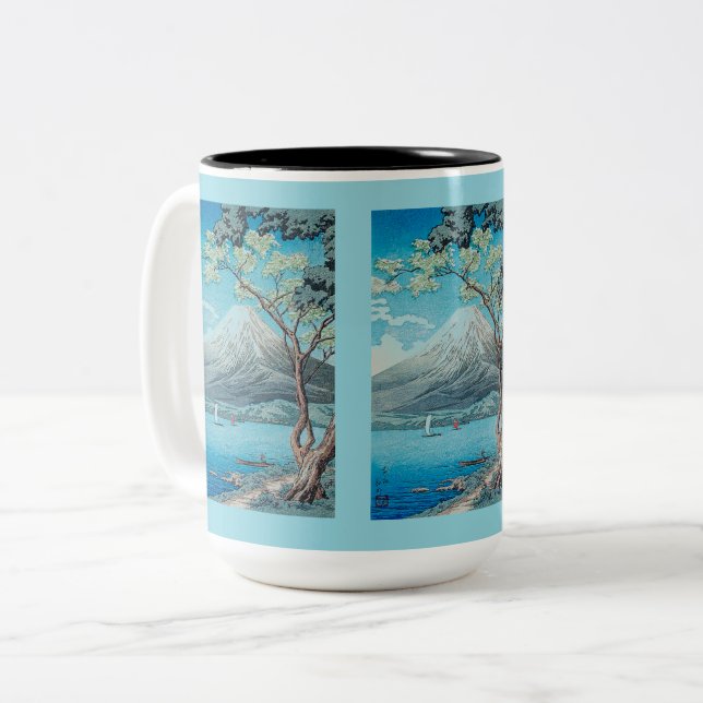 Taza Bicolor Monte Fuji del lago Yamanaka (Anverso izquierdo)