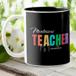 Taza Bicolor Montessori Docente colorido personalizado
