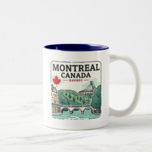 Taza Bicolor Montreal Canadá Simple Silueta Urbana 