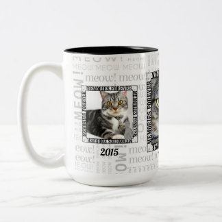 Taza Bicolor Monumento conmemorativo al Mascota del gato Foto d