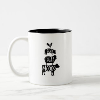 Taza Bicolor Moo de Oink Baa - Ganadero de ovejas de pollo 