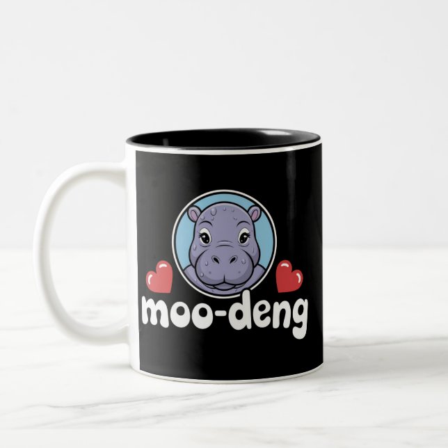 Taza Bicolor Moo Deng Bouncy Pig en un bebé con foto tailandesa (Izquierda)