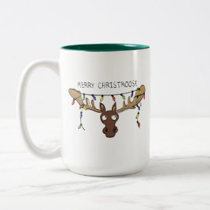 Taza Bicolor Moose Cute Funny Navidades