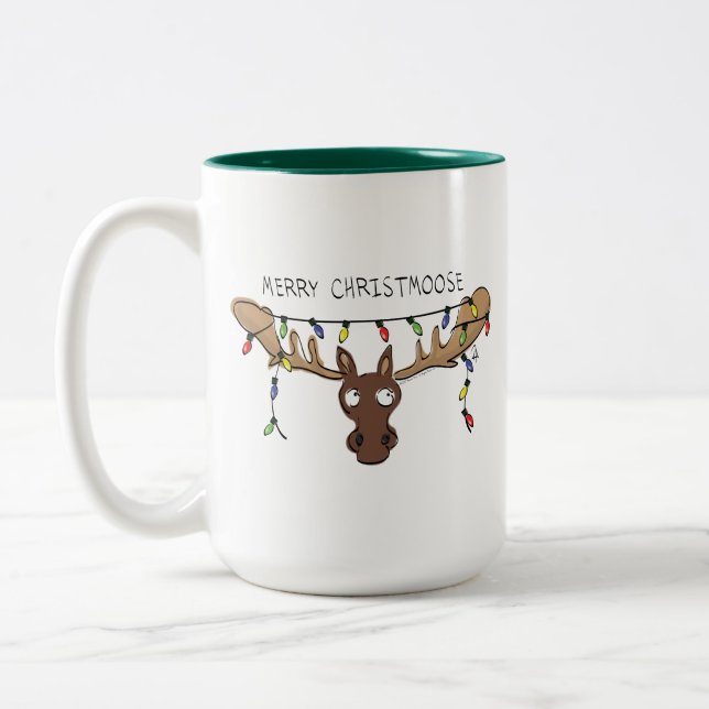 Taza Bicolor Moose Cute Funny Navidades (Izquierda)