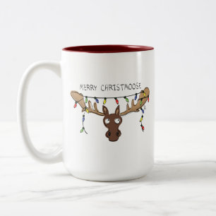 Taza Bicolor Moose Cute Funny Navidades