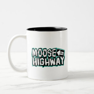 Taza Bicolor Moose on the Highway Mug
