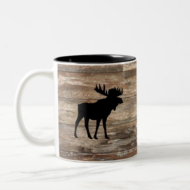 Taza Bicolor Moose Wood Pintura Rústica Estilo (Izquierda)