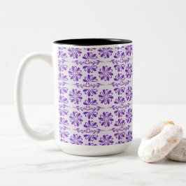 Taza Bicolor Morado Deluxe Floral Moderna
