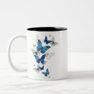 Taza Bicolor Morfo de las mariposas voladoras azules
