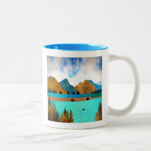Taza Bicolor Morning Lake Rower