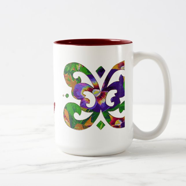 Taza Bicolor Morple Pansies Motif (Derecha)