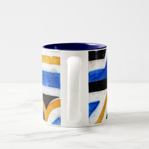 Taza Bicolor mosaico de azulejo vintage tradicional Portugal
