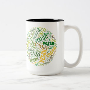Taza Bicolor Mosaico de la Palabra-Nube del "vegano"