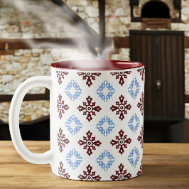 Taza Bicolor Mosaico polaco rojo y azul