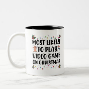Taza Bicolor Most Likely To Play Video Game On Christmas Gaming