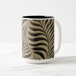 Taza Bicolor Motif Gold Leaf