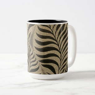 Taza Bicolor Motif Gold Leaf