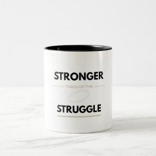 Taza Bicolor Motivación para Gimnasio de Powerlifting Más Fuert