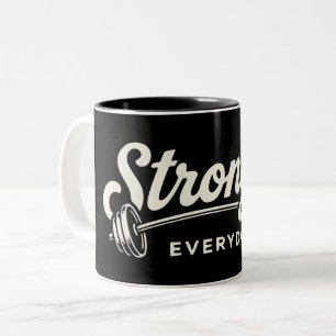 Taza Bicolor Motivación Retro de Gimnasio Más Fuerte Cada Día