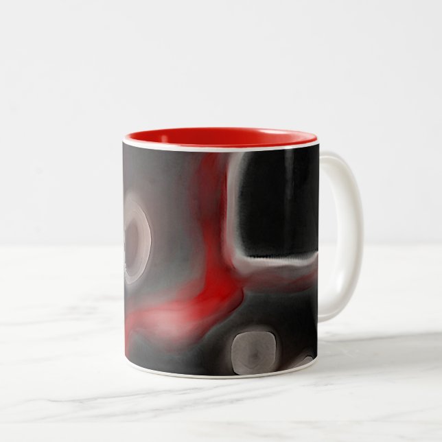 Taza Bicolor Motivo Arterial: Resumen Negro, Blanco y Rojo (Anverso derecho)