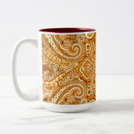Taza Bicolor Motivo de Paisley Dorado Monocromático