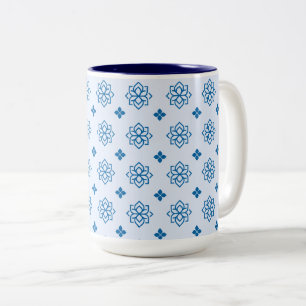 Taza Bicolor Motivo inspirado en botánica azul