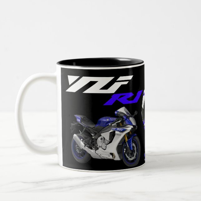 Taza Bicolor Motocicleta azul R1 Sportsbici (Izquierda)