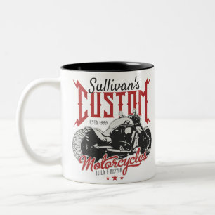 Taza Bicolor Motocicleta Personalizada Gran Garaje de Motos Mal