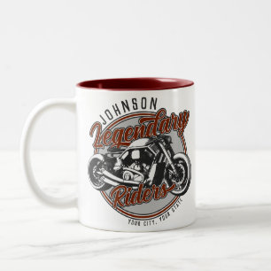 Taza Bicolor Motocicleta Personalizada Piloto Legendario Motero