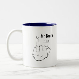 Taza Bicolor Mr Newly Wed Personalised Engagement Ring Finger