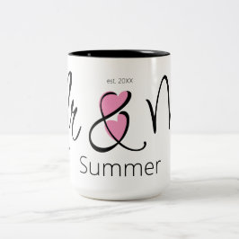 Taza Bicolor Mr. y Mrs. Boda Nombre personalizado Blac simple r